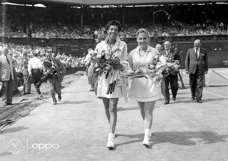 The first African American woman to win Wimbledon, Althea Gibson is pictured in full colour, leaving the court with her compatriot Darlene Hard after a hard-fought battle on the court. Using one billion colours, the image, originally in black and white, brings new life to a true icon and leader, who never accepted no as an answer in life and was constantly striving to show she deserved her place on the court, regardless of her skin tone