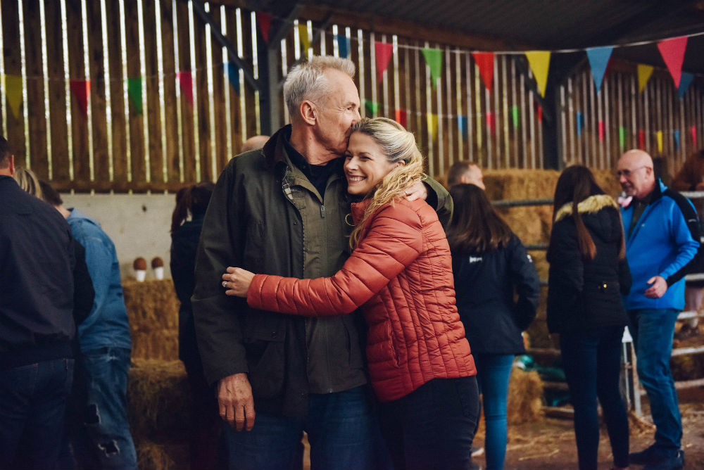 Larry Lamb and Caroline Sheen in Pitching In / Photo Credit: BBC