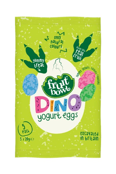 A healthier snack for the kids comes with Fruit Bowl's Dino Yogurt Eggs