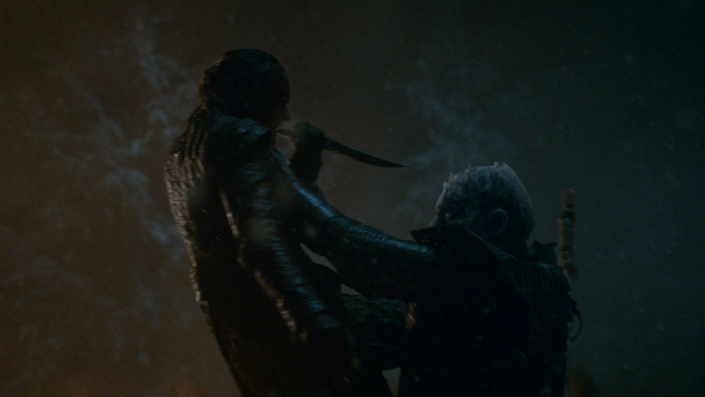 Maisie Williams as Arya Stark and Vladimir Furdik as The Night King / Photo Credit: HBO