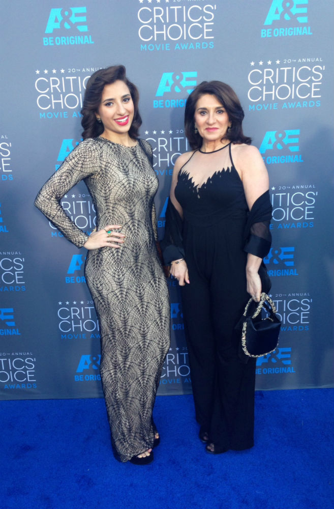 Hair and Make-up Designer Lizzie Yianni-Georgiou (right), with daughter Bella Georgiou (left) at the Critics Choice Awards 2015