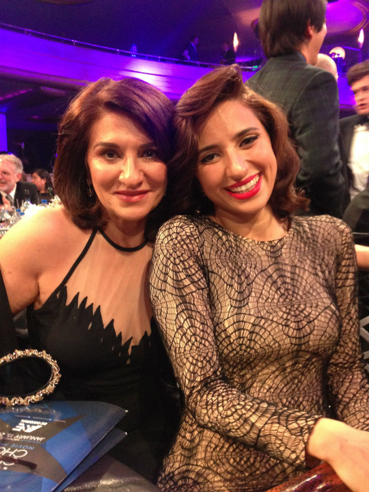 Hair and Make-up Designer Lizzie Yianni-Georgiou (left), with daughter Bella Georgiou (right) at the Critics Choice Awards 2015