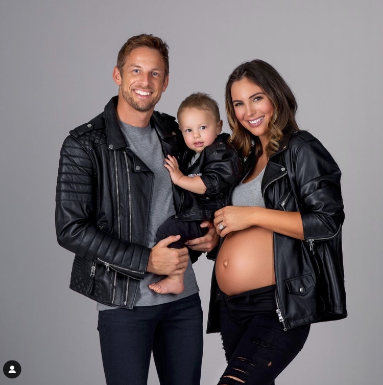 Jenson Button and Brittny Ward with little Hendrix