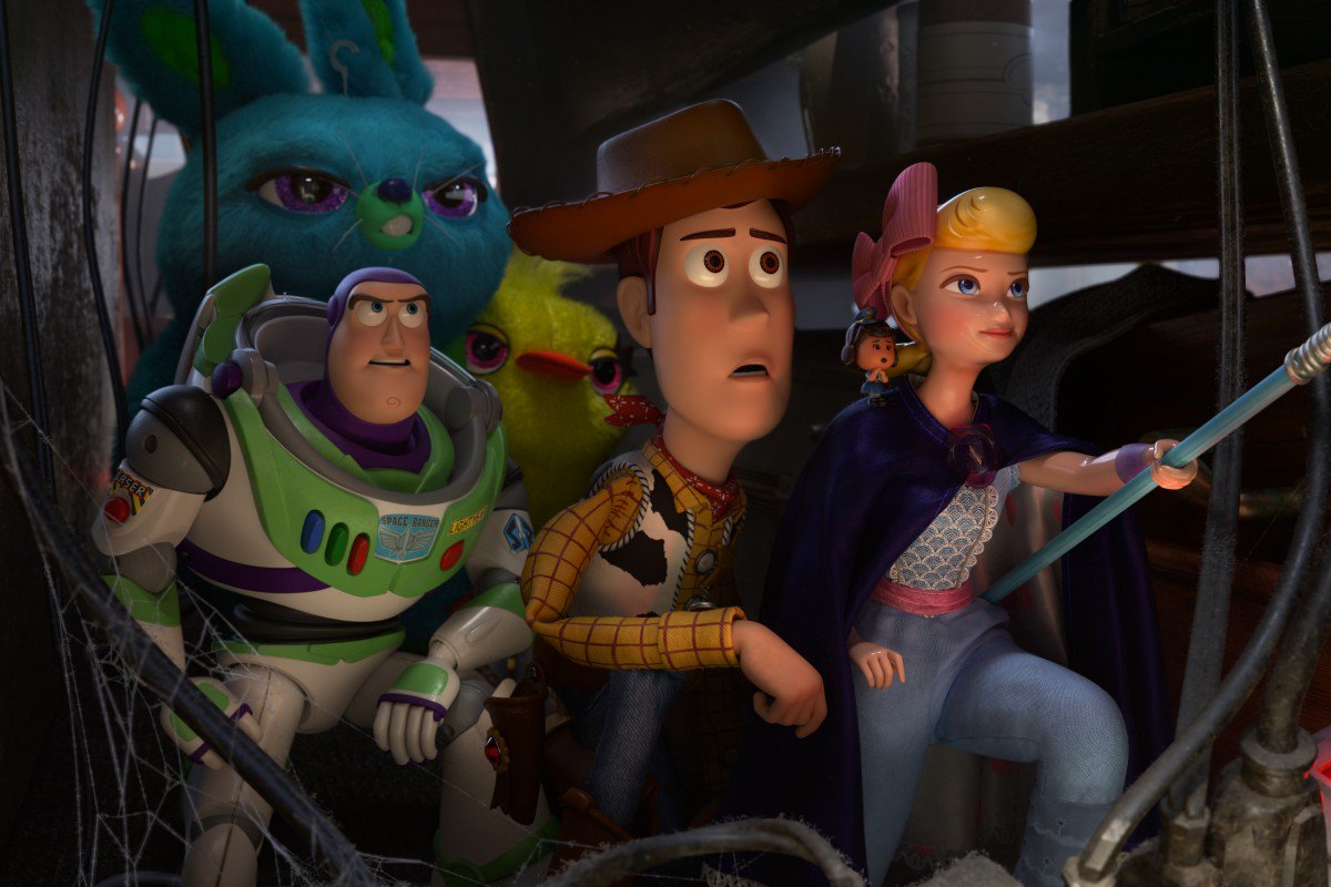 Bo Peep, Woody, Buzz Lightyear, Bunny and Ducky in Toy Story 4 / Photo Credit: Disney/Pixar