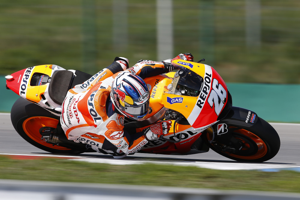Dani Pedrosa worked on suspension settings and engine mappings on his 2014 RC213V Motorcycle.