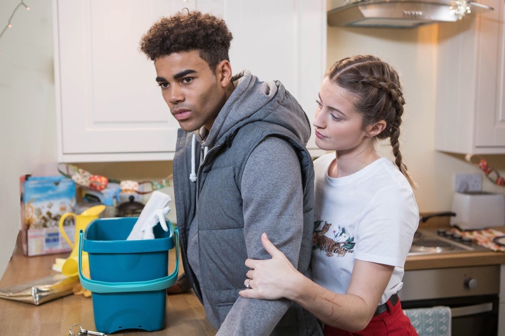 Malique Thompson-Dwyer and Lauren McQueen in Hollyoaks / Picture Credit: Channel 4