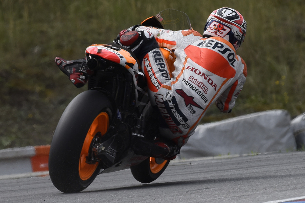 Marc Marquez Loses his balance and control of the motorbike.