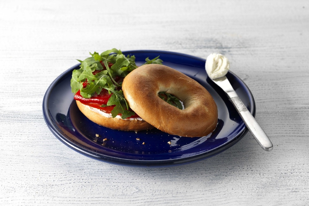 Red Pepper, Rocket and Cream Cheese Bagel