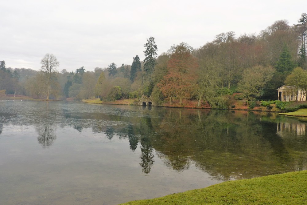 Stourhead today - The famed Great Lake at Stourhead, with the Temple of Flora to the right-hand side.