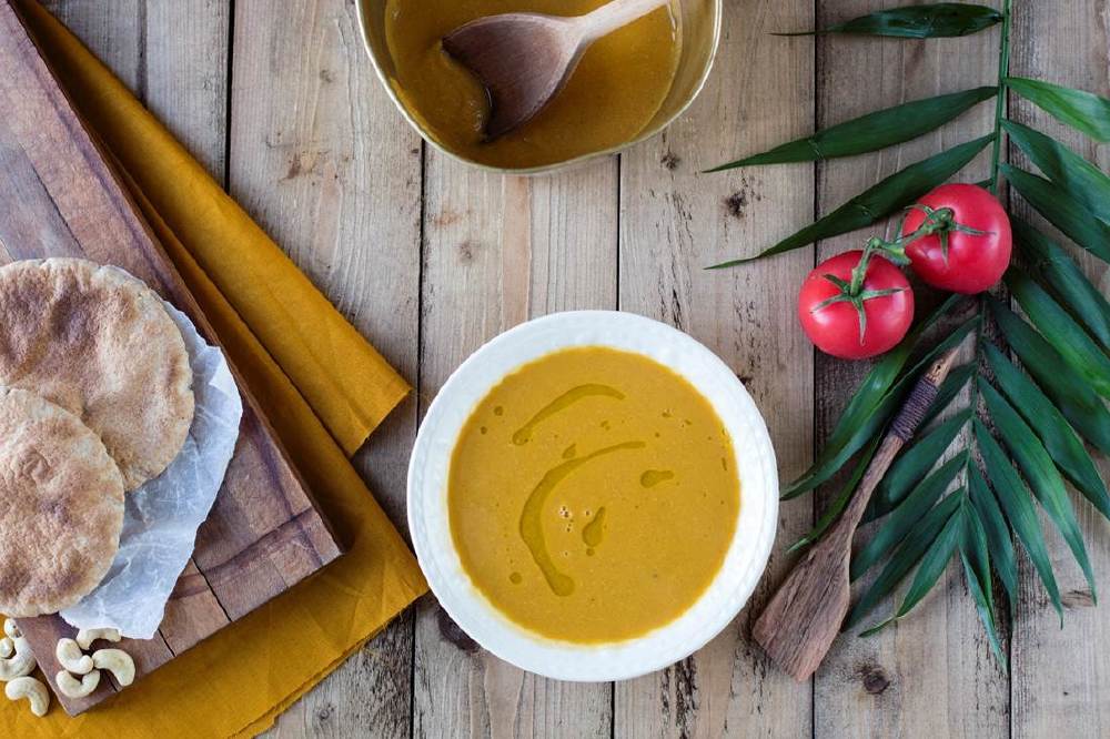 East African Sweet Potato, Ginger and Cashew Nut Soup