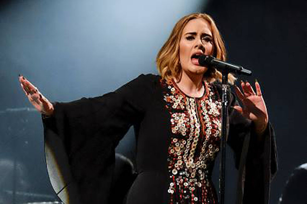 Adele performing at Glastonbury in 2016