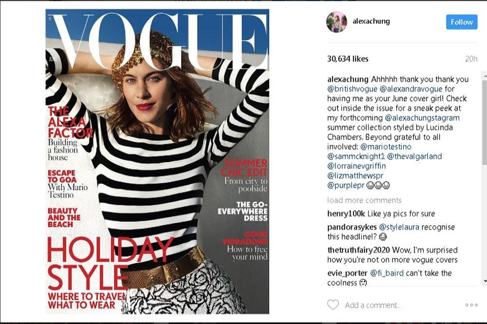Alexa Chung's Vogue cover via Instagram (c)