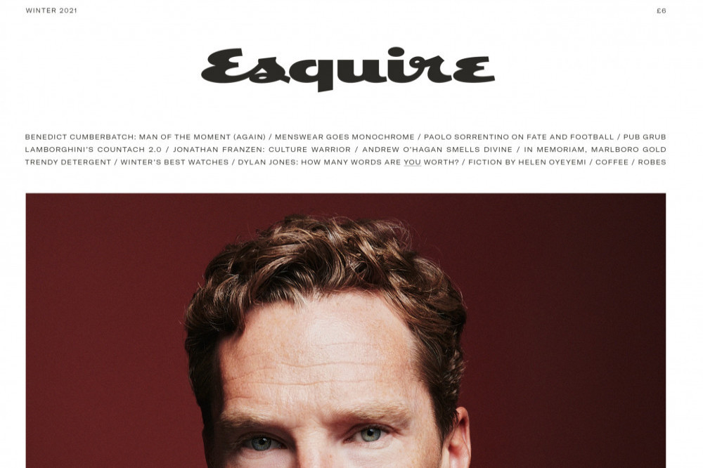 Benedict Cumberbatch on the cover of Esquire