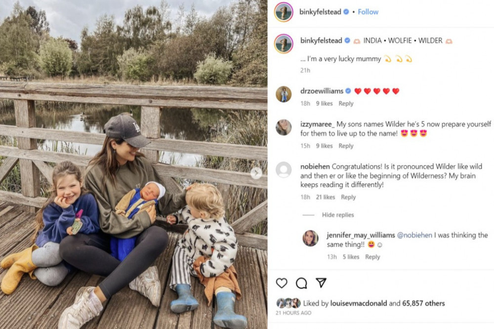 Binky Felstead names 3rd child - Instagram-BinkyFelstead