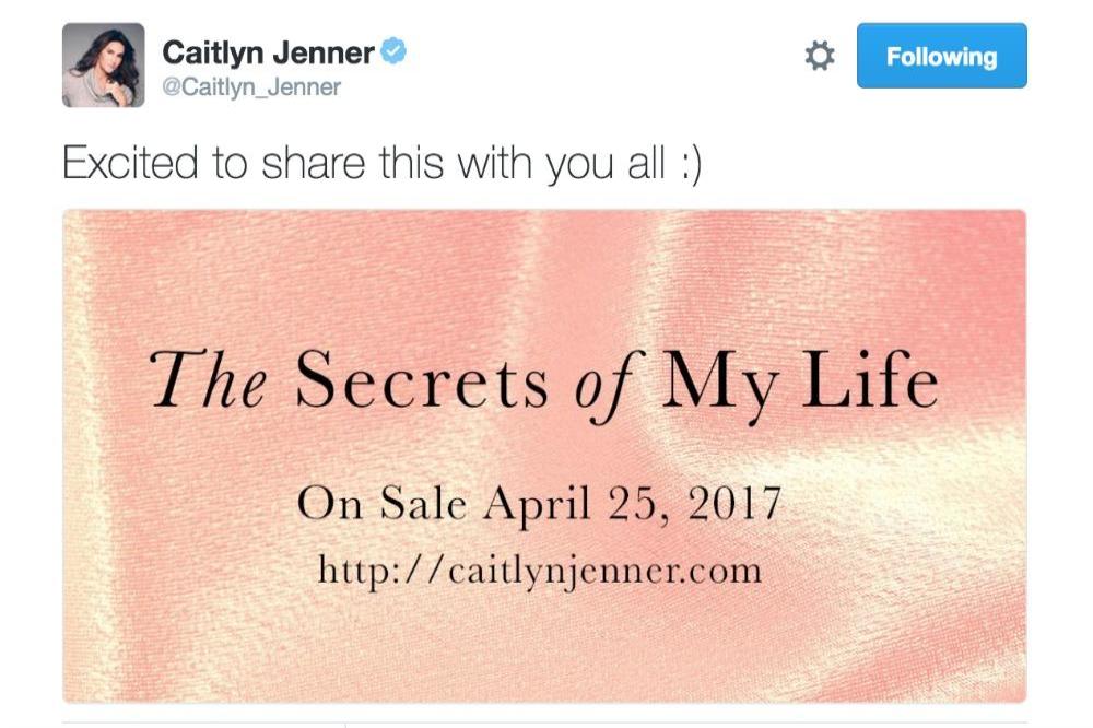 Caitlyn Jenner's memior news via Twitter