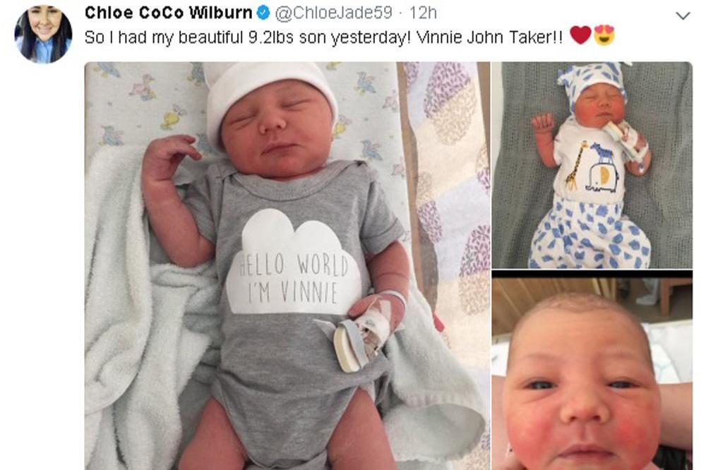 Chloe Wilburn gives birth