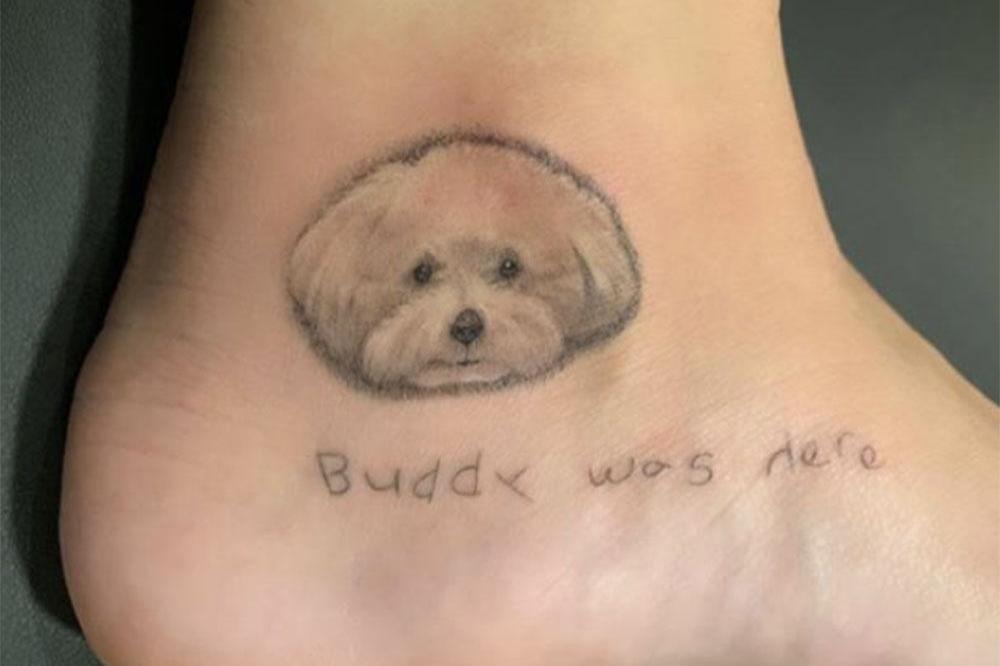 Demi Lovato's dog tattoo (c) Instagram