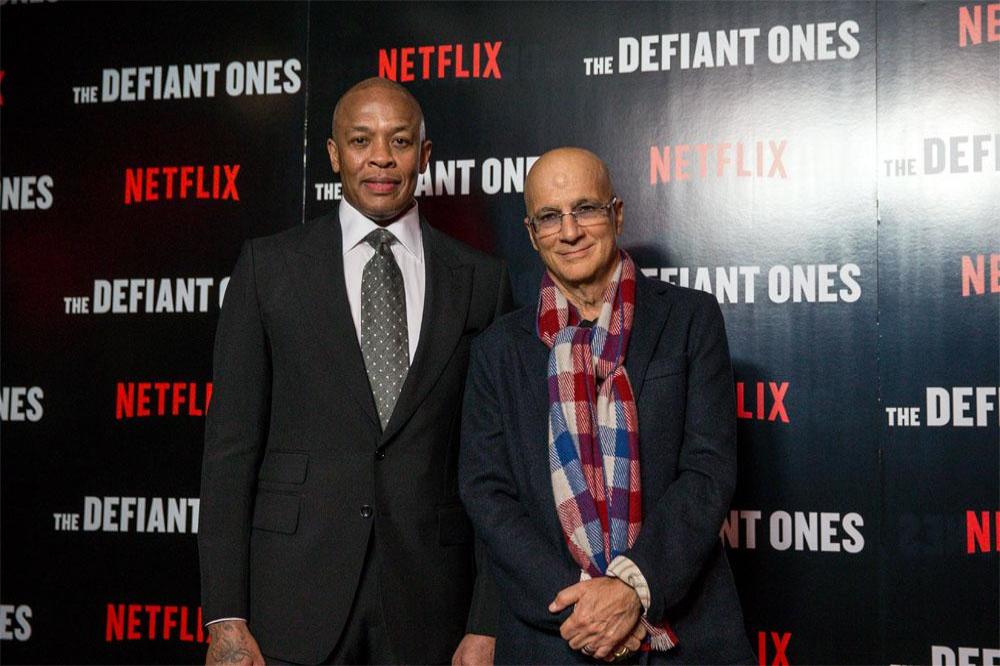 Dr Dre and Jimmy Iovine at The Defiant Ones premiere