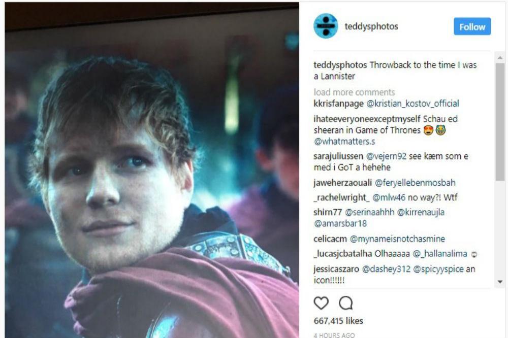 Ed Sheeran on Game of Thrones (c) Instagram