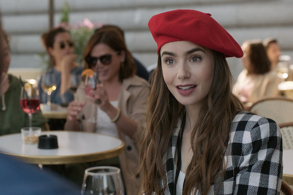 Lily Collins as her character Emily Cooper in Emily In Paris