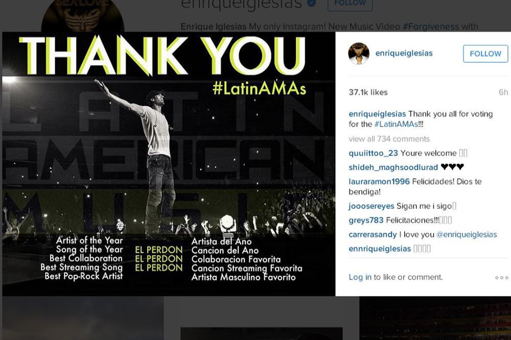 Enrique celebrated with an Instagram post