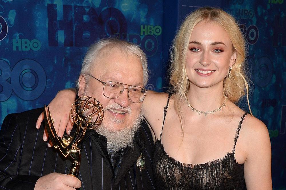 George R.R Martin with Sophie Turner at Emmys
