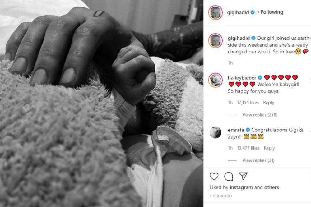 Gigi Hadid and Zayn Malik's newborn daughter (c) Instagram/Gigi Hadid
