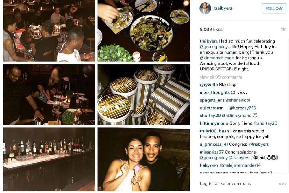 Grace Gealey and Trai Byers' engagement (c) Instagram