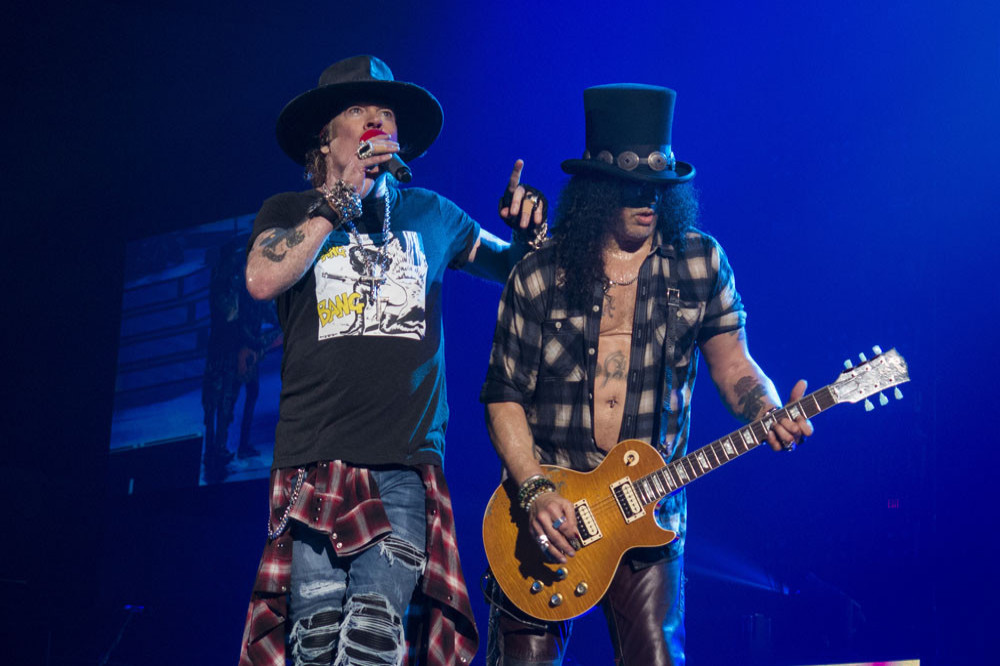 Guns N' Roses stars Axl Rose and Slash on stage
