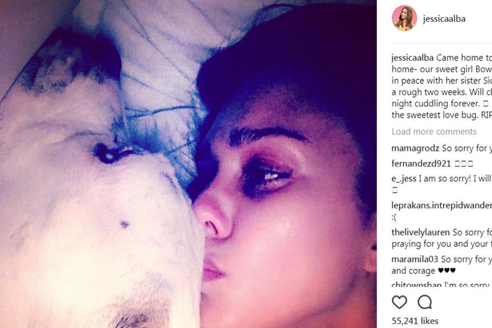 Jessica Alba and her dog Bowie (c) Instagram