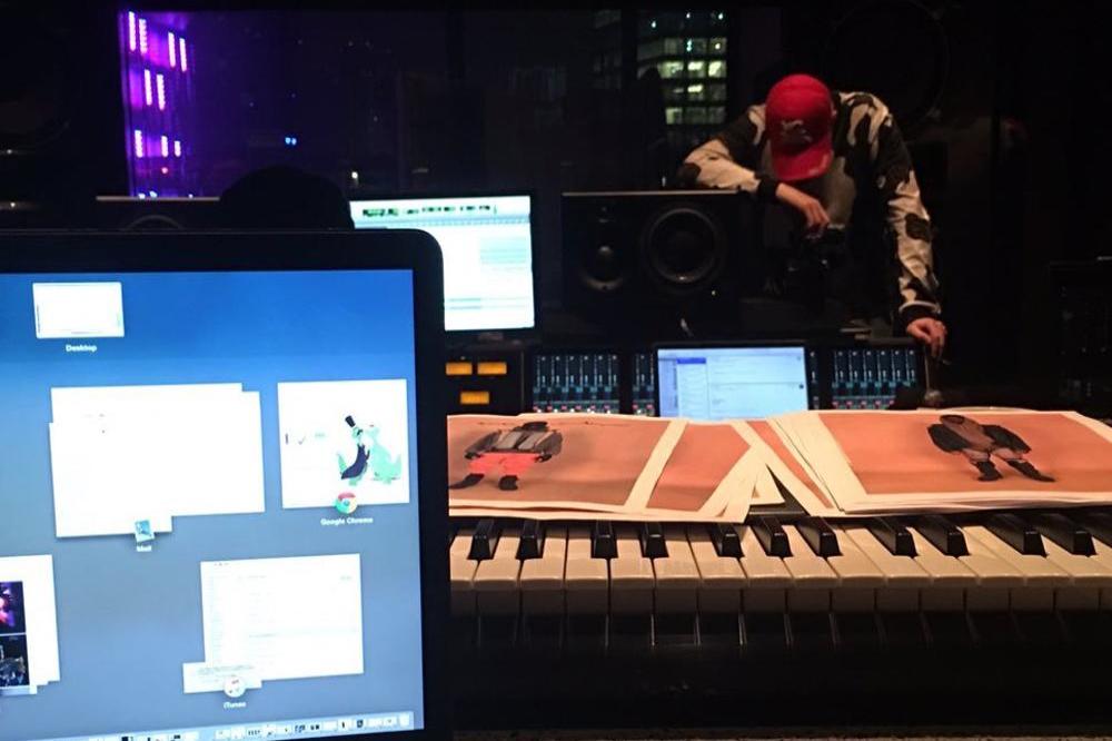 Kanye West teases album artwork with studio picture