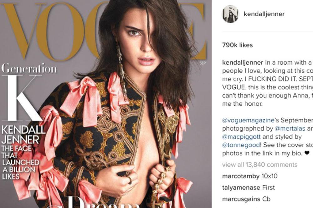 Kendall Jenner on the cover of the September issue of Vogue
