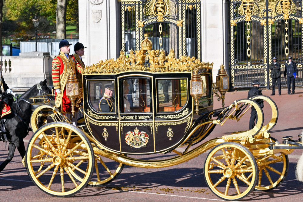 King Charles and Queen Camilla rode in the Diamond State Coach