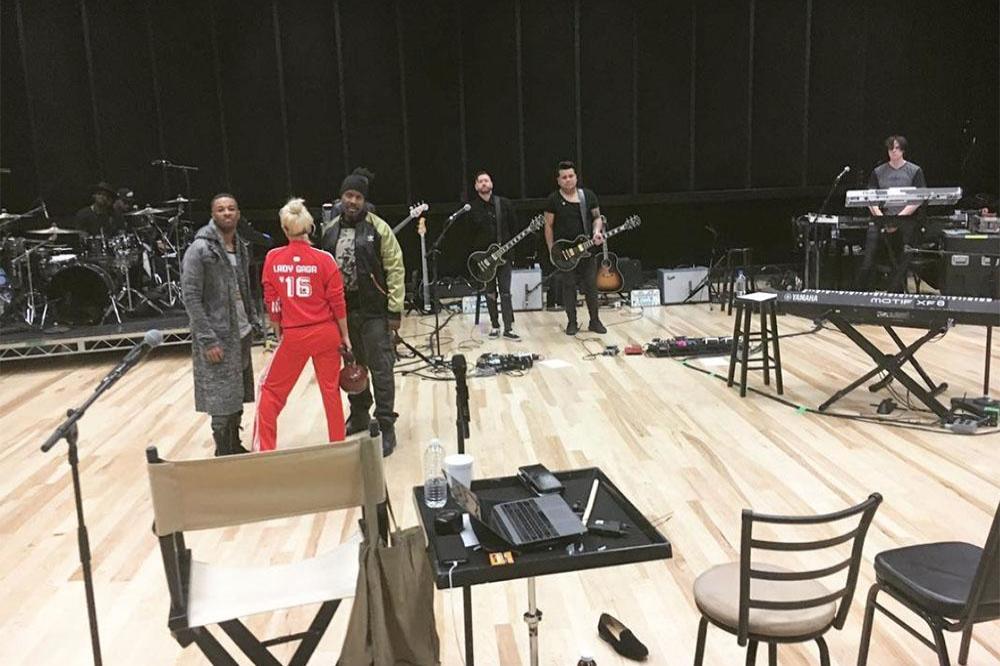 Lady Gaga at rehearsals for the Super Bowl (c) Instagram