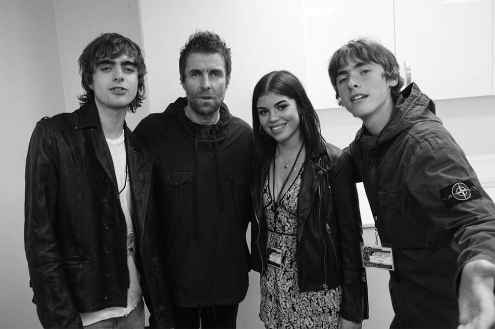 Liam Gallagher with his daughter Molly and sons Lennon and Gene (c) Twitter