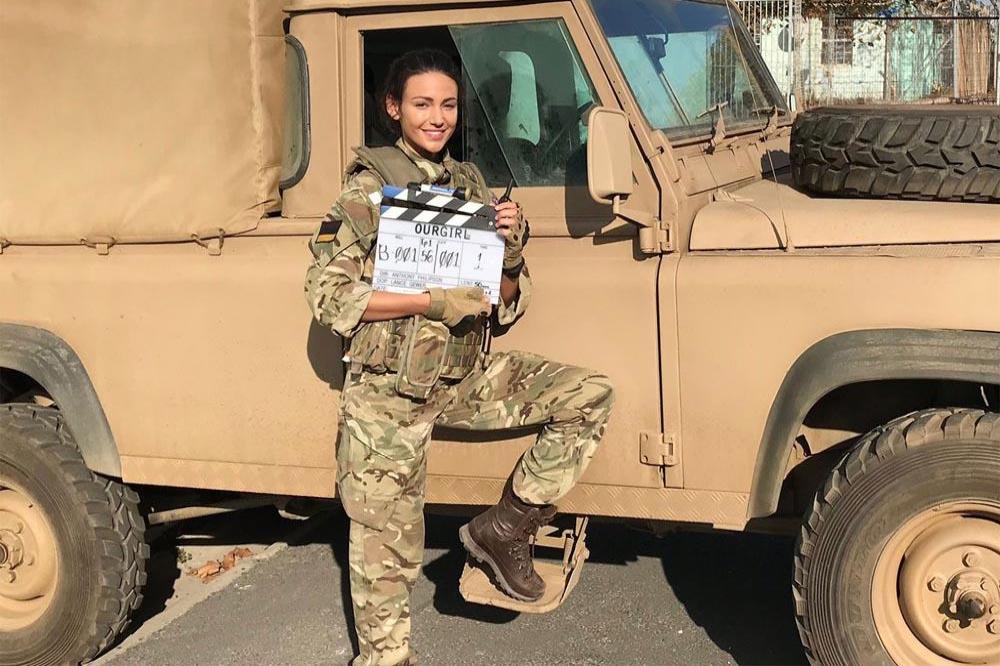 Michelle Keegan filming Our Girl