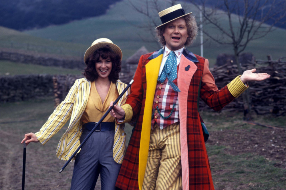 Nicola Bryant with Colin Baker in Doctor Who