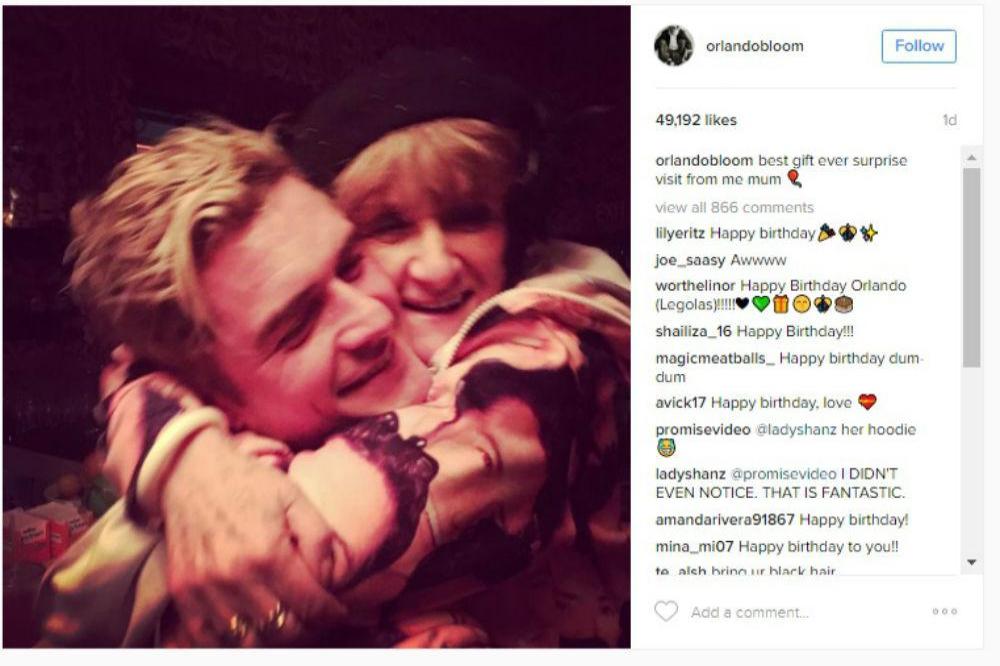 Orlando Bloom and his mum (c) Instagram