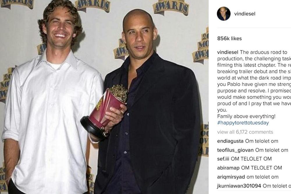 Paul Walker and Vin Diesel (c) Instagram 