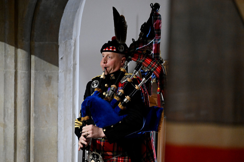 Pipe Major Paul Burns playing at Queen Elizabeth's State Funeral