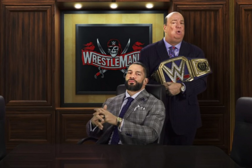 Roman Reigns and Paul Heyman in the WrestleMania announcement video