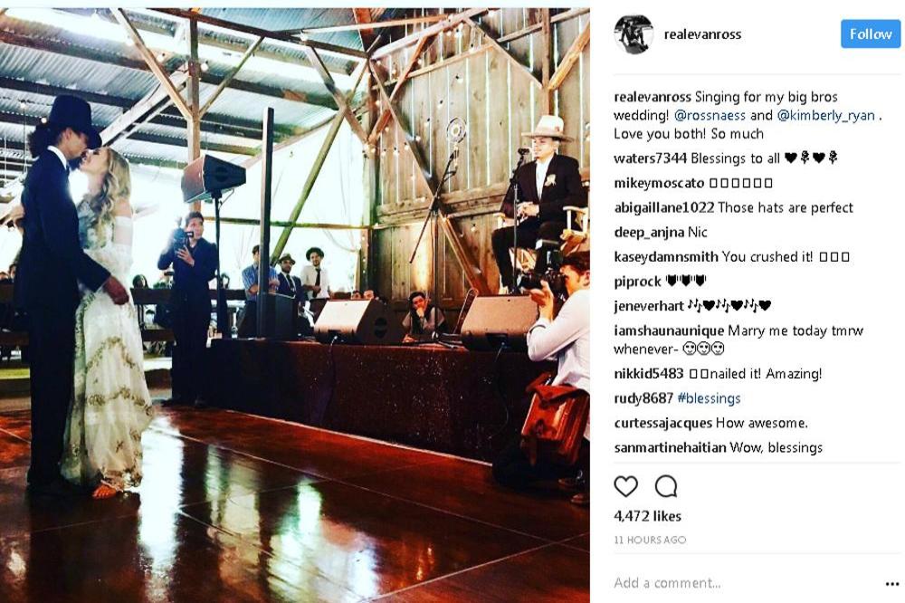 Ross Naess wedding on Evan Ross (c) Instagram