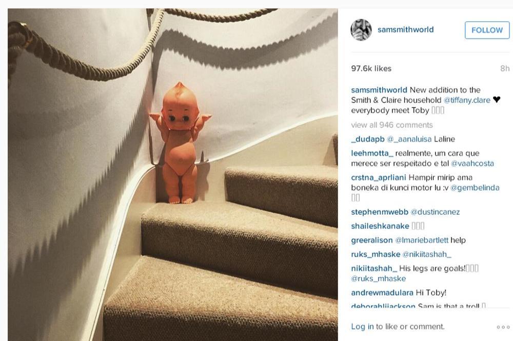Sam Smith's baby doll Winston (c) Instagram