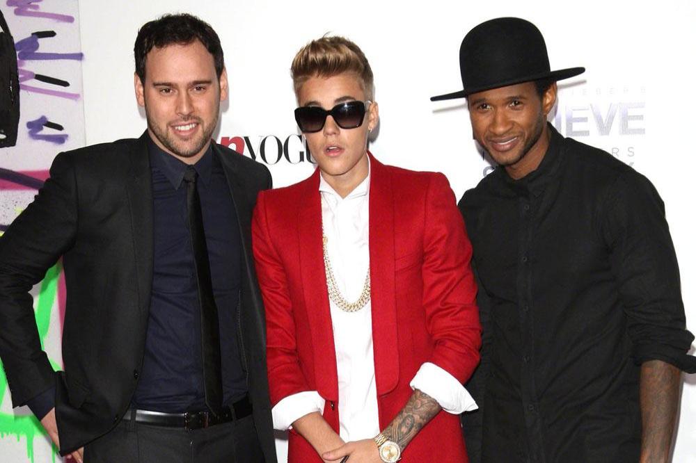 Scooter Braun with clients Justin Bieber and Usher