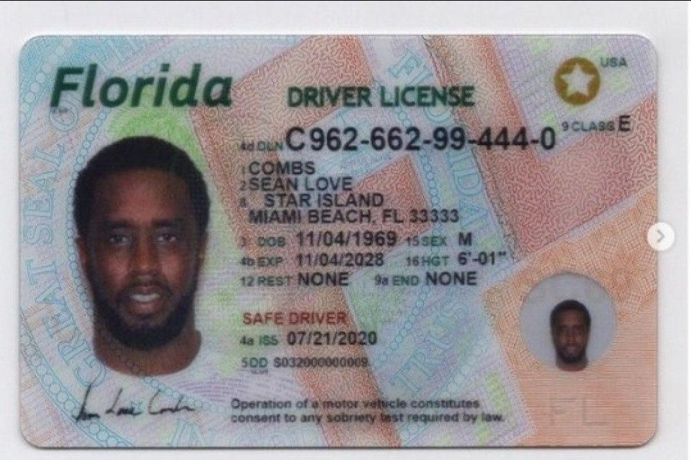 Sean 'Diddy' Combs' new driver's license (c) Instagram