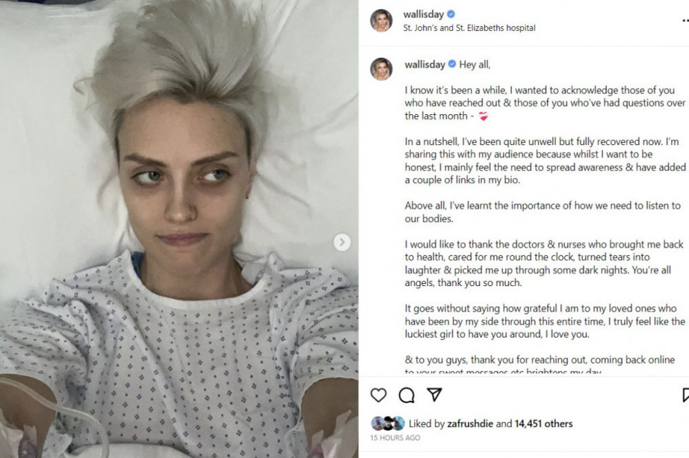 Sex-Life star Wallis Day hospitalised with mystery illness - Instagram-WallisDay