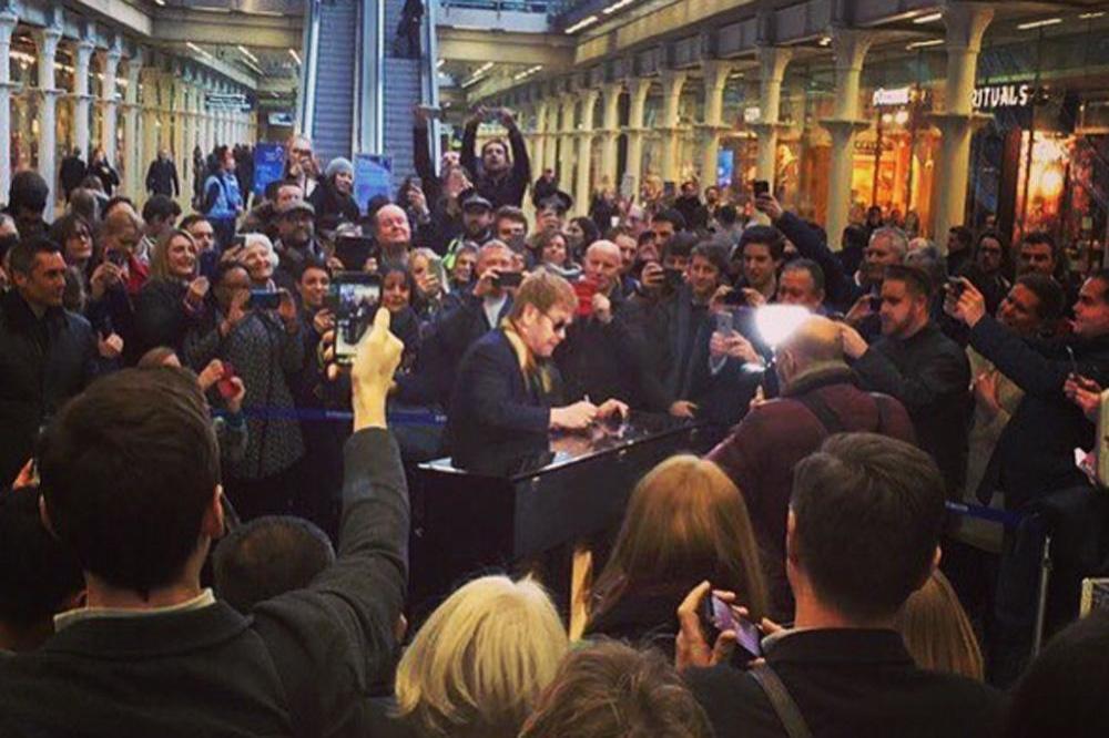 Sir Elton John at St Pancras station (c) Instagram
