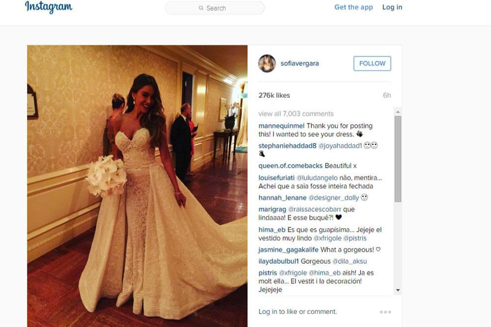 Sofia Vergara at her wedding (c) Instagram