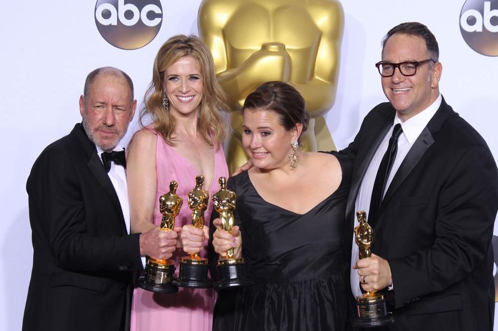 Spotlight producers celebrating Oscars wins