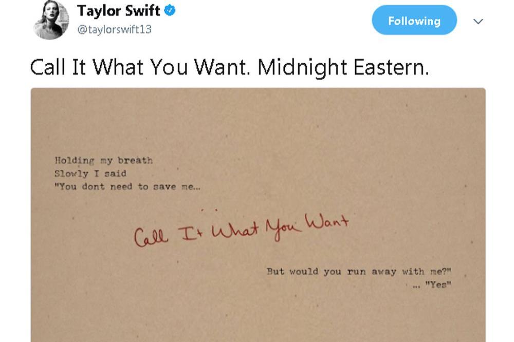 Taylor Swift Call It What You Want (c) Twitter 